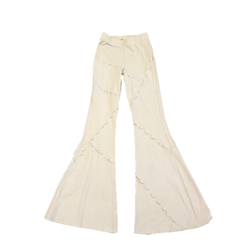 Women's Wild Fable Stretch Ruffle Pants Size XXS Flare Leg White